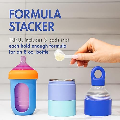 Miniatura 3 de Boon Triful - Dispensador de fórmula para bebés sobre la marcha, recipientes aislados de fórmula de acero inoxidable con diseño apilable,