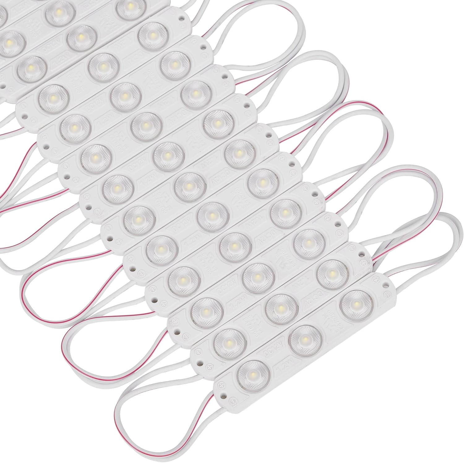 200 PCS 12V DC LED Module 6500K Daylight White 1.2W 3 LEDs