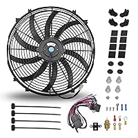Vista 11 de Ventilador eléctrico universal de 25,4 cm, delgado, push/pull para radiador, 12V 80W, kit de montaje de alto rendimiento, rojo, 2 piezas