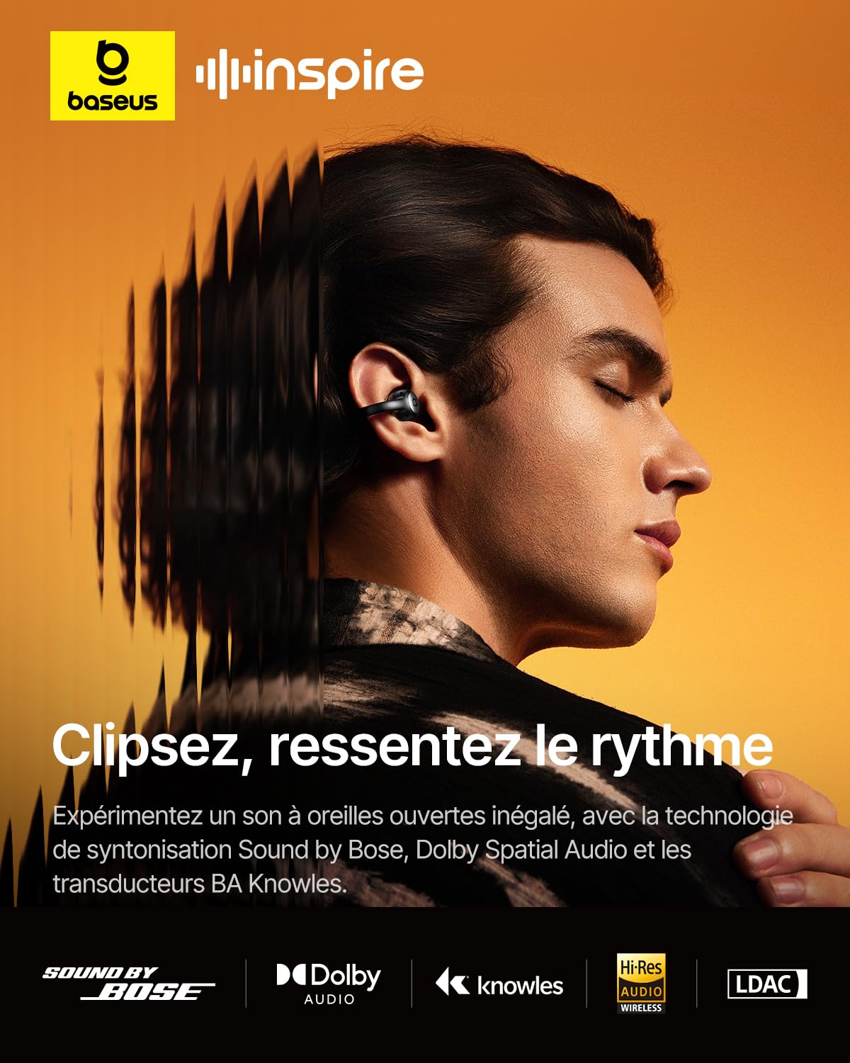 Baseus Inspire XC1 Casque Open-Ear, Sound by Bose