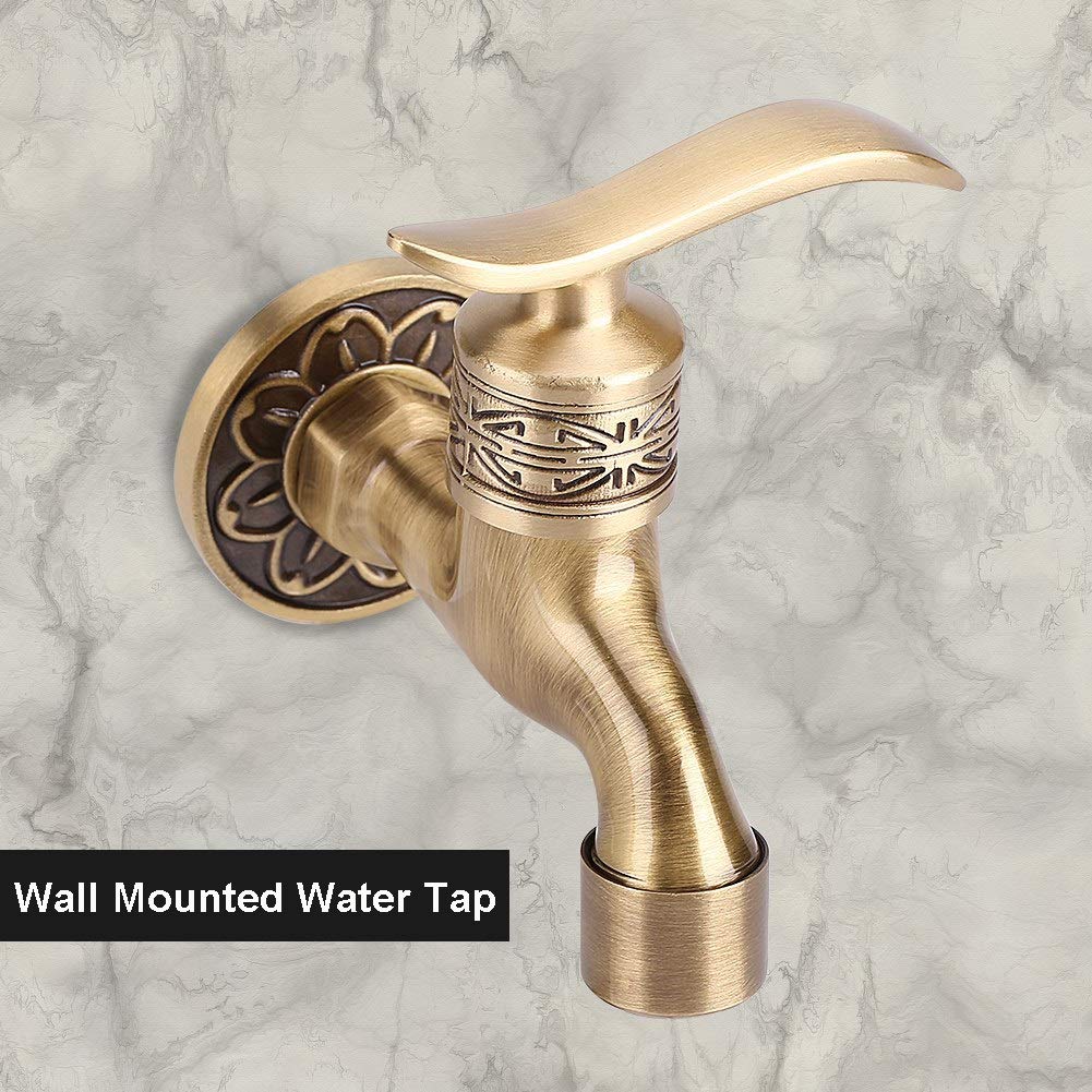 DEWIN Grifo Lavabo, Lavado Antiguo Estilo de Latón Grifo de La Máquina de Montaje en Pared de Lavandería Agua Fría Grifo del Baño Uso