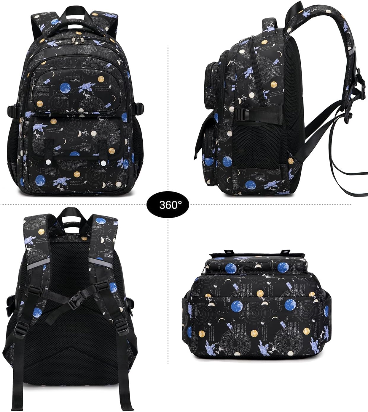 Joyfulife 2Pcs Galaxy Backpacks for Boys Backpack with Lunch Box Kids Bookbags Preschool Kindergarten Primary Elementary School Bags Teens Travel Back Pack