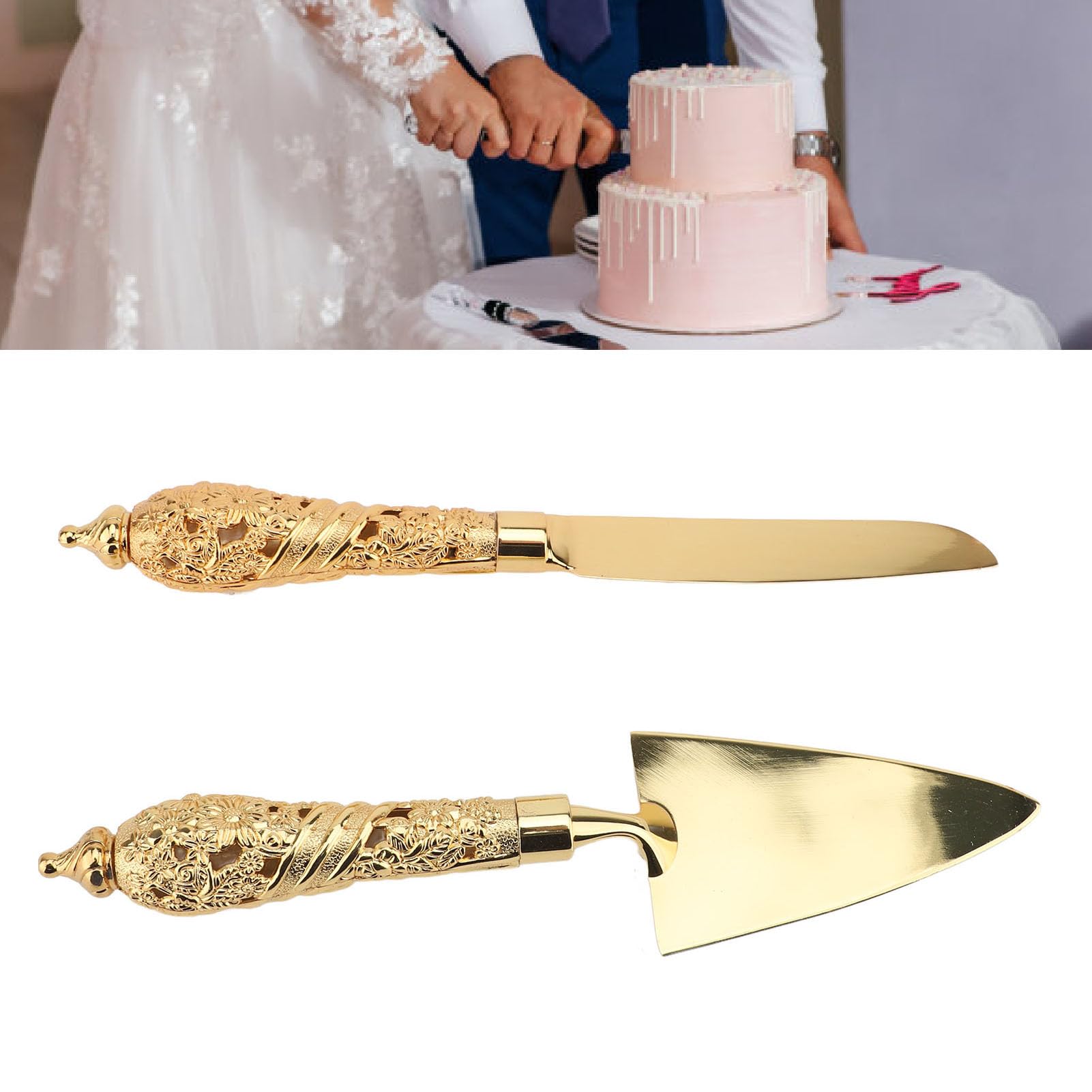 Ensemble de coupe-gâteaux et de spatules à tarte, ensemble de découpe de gâteaux en alliage de zinc pour mariages et dîners de famille, service de dessert élégant avec bord dentelé (Tapez 3)