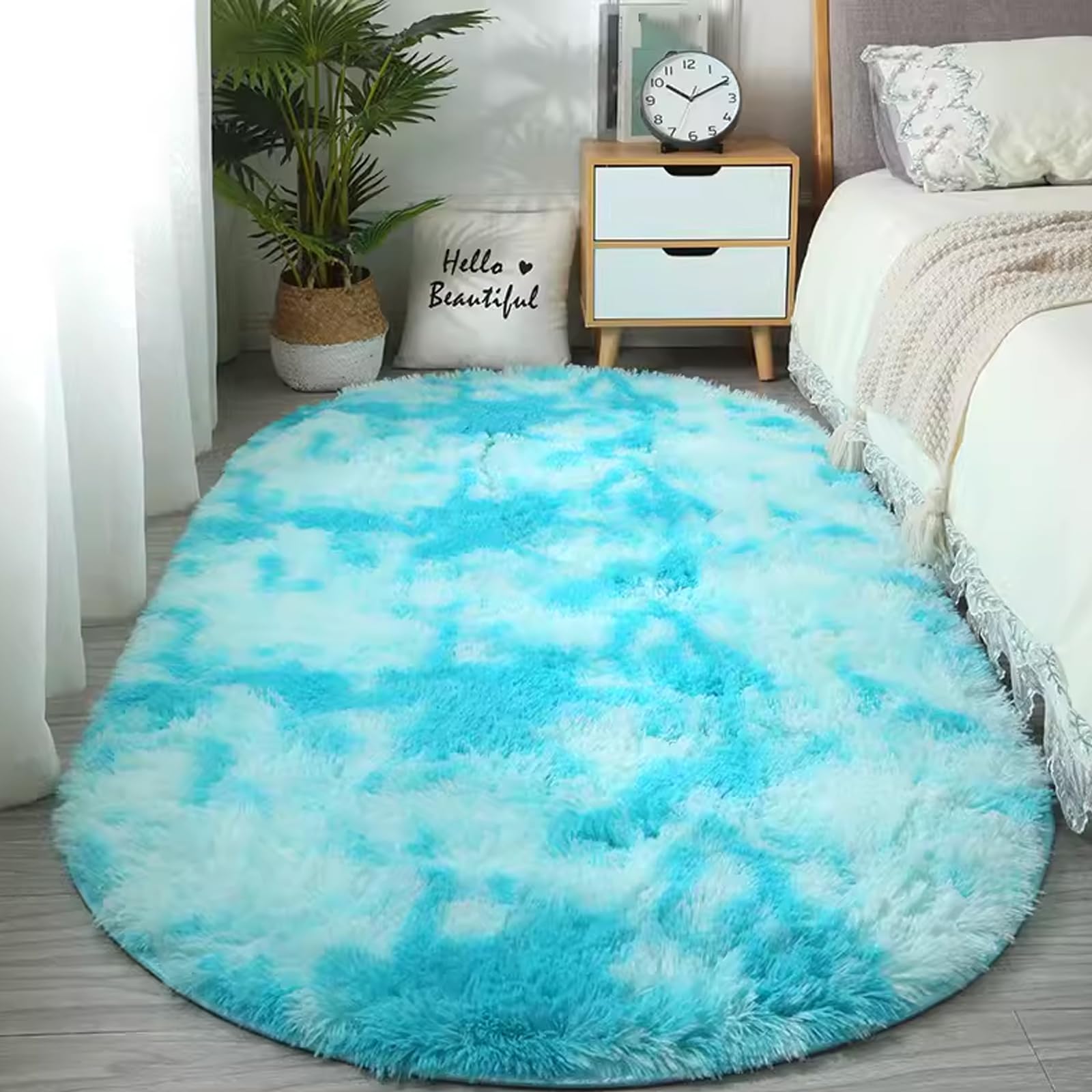 Rug, 2.6 x 5.3 Feet, Bedroom Rugs, Soft and Plush, Kids Room, Rug for, Blue