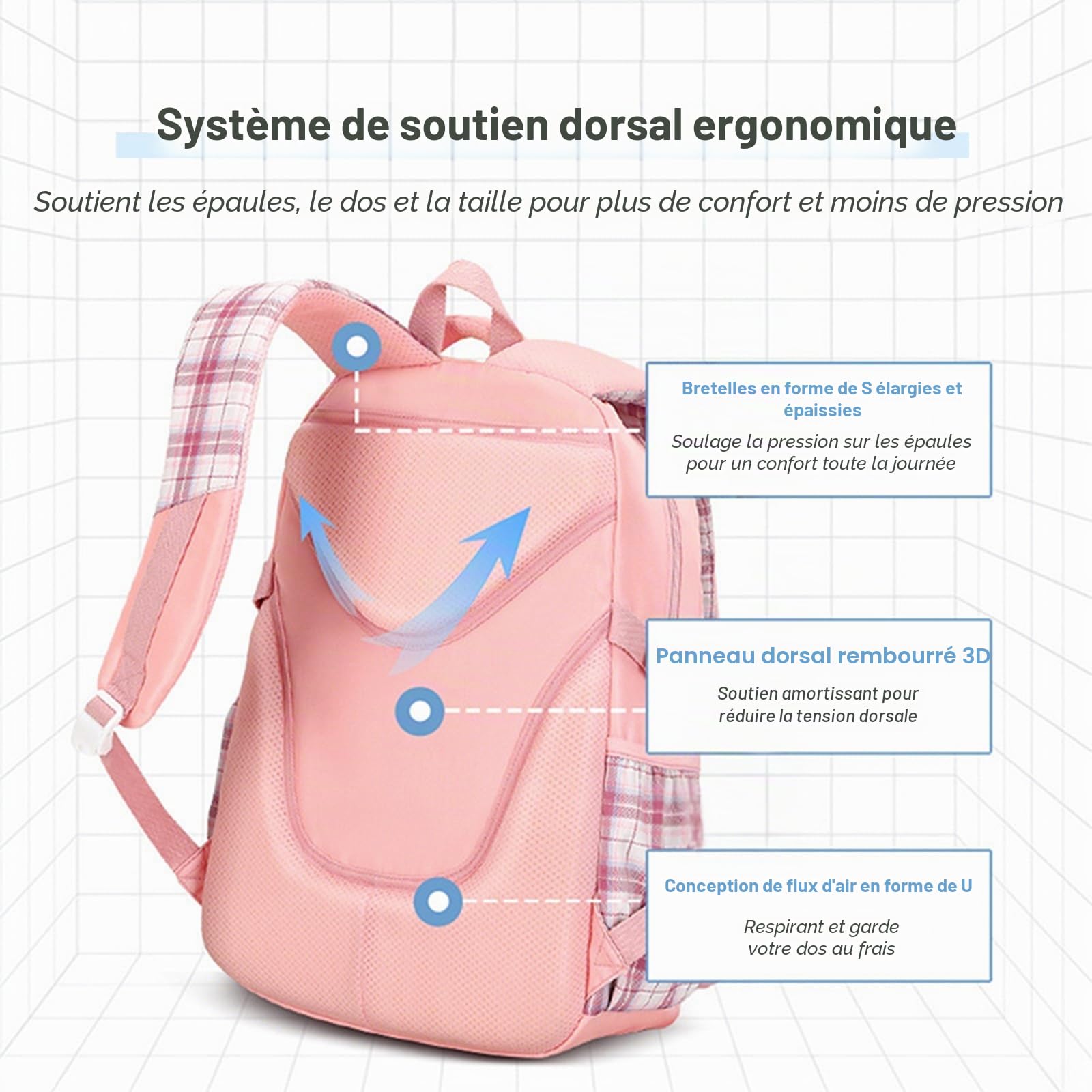 KEBEIXUAN Sacs à dos pour filles et enfants - Sac d'école kawaii pour adolescentes et étudiants - Sac à dos d'extérieur pour adolescents (Beige)