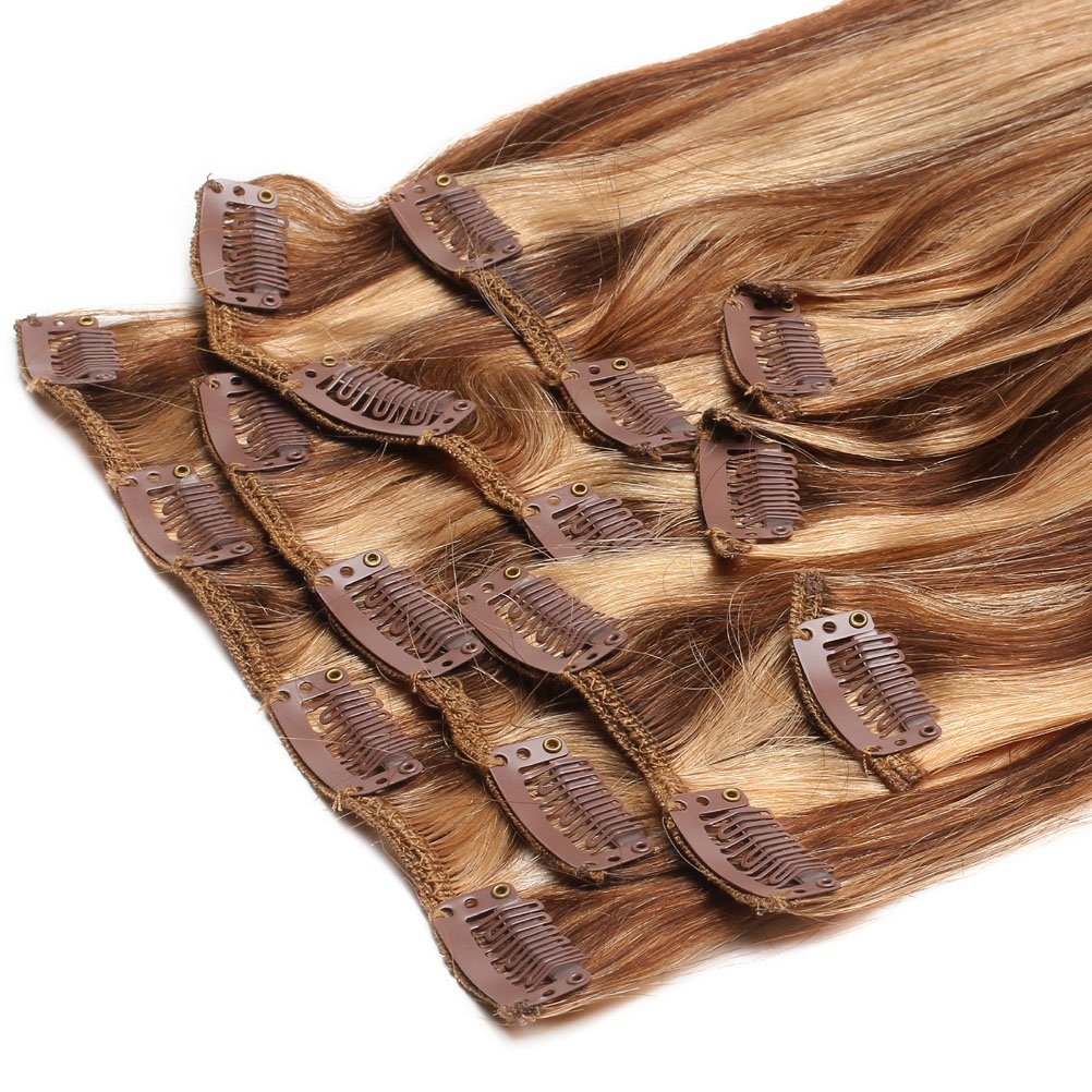 Women Remy Human Hair Clip in Extensions Full Head (20''70g, Lila)