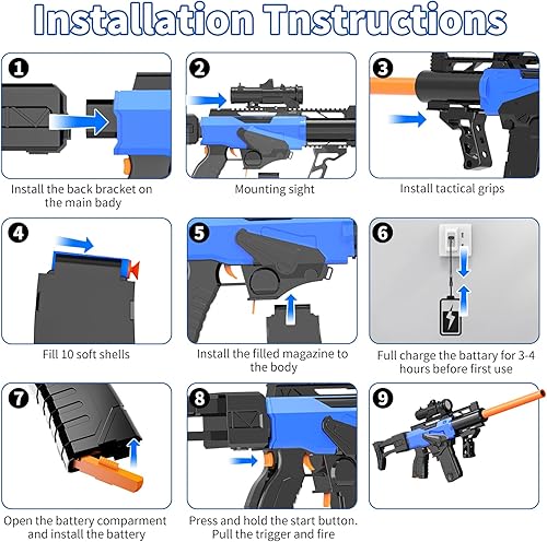 Vista 5 de Toy Gun Automatic Sniper Rifle Bullets -Electric Toy Foam Blaster with 200 Darts, 2 Magazines and Grip, Toys for 8-12 Year Old Boys, Birthday Xmas