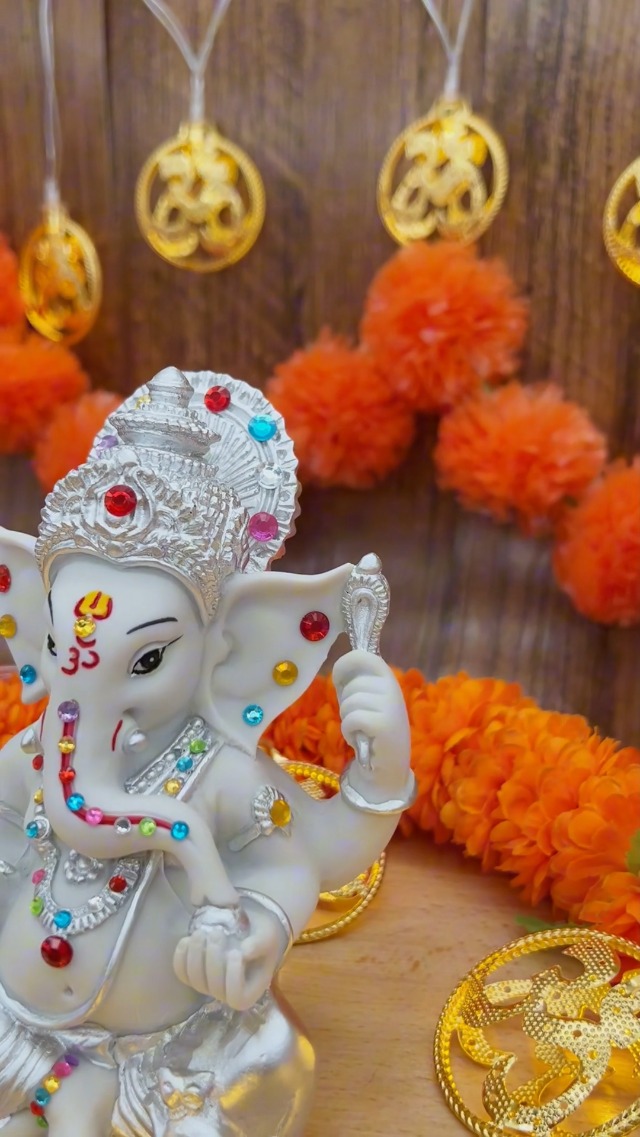 Estatua de Ganesha tono plateado 5.6 pulg miniatura 7