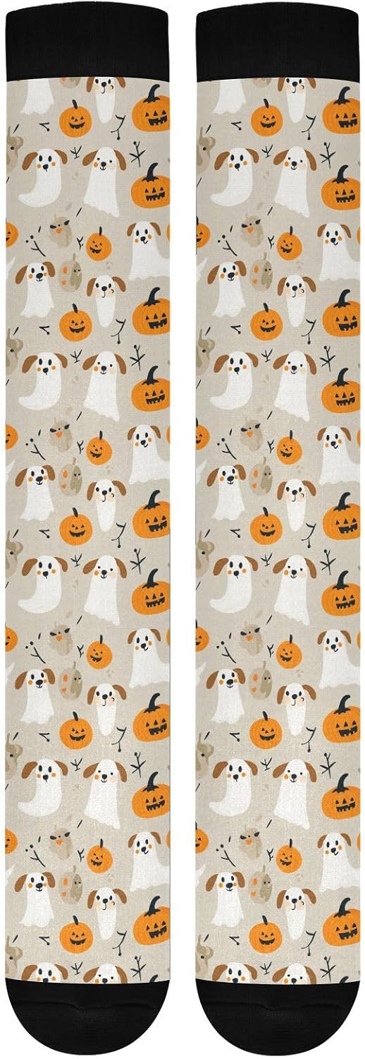 Halloween Dog Compression Sock for Women & Men Support Knee High Socks Running,Nurses,Travel