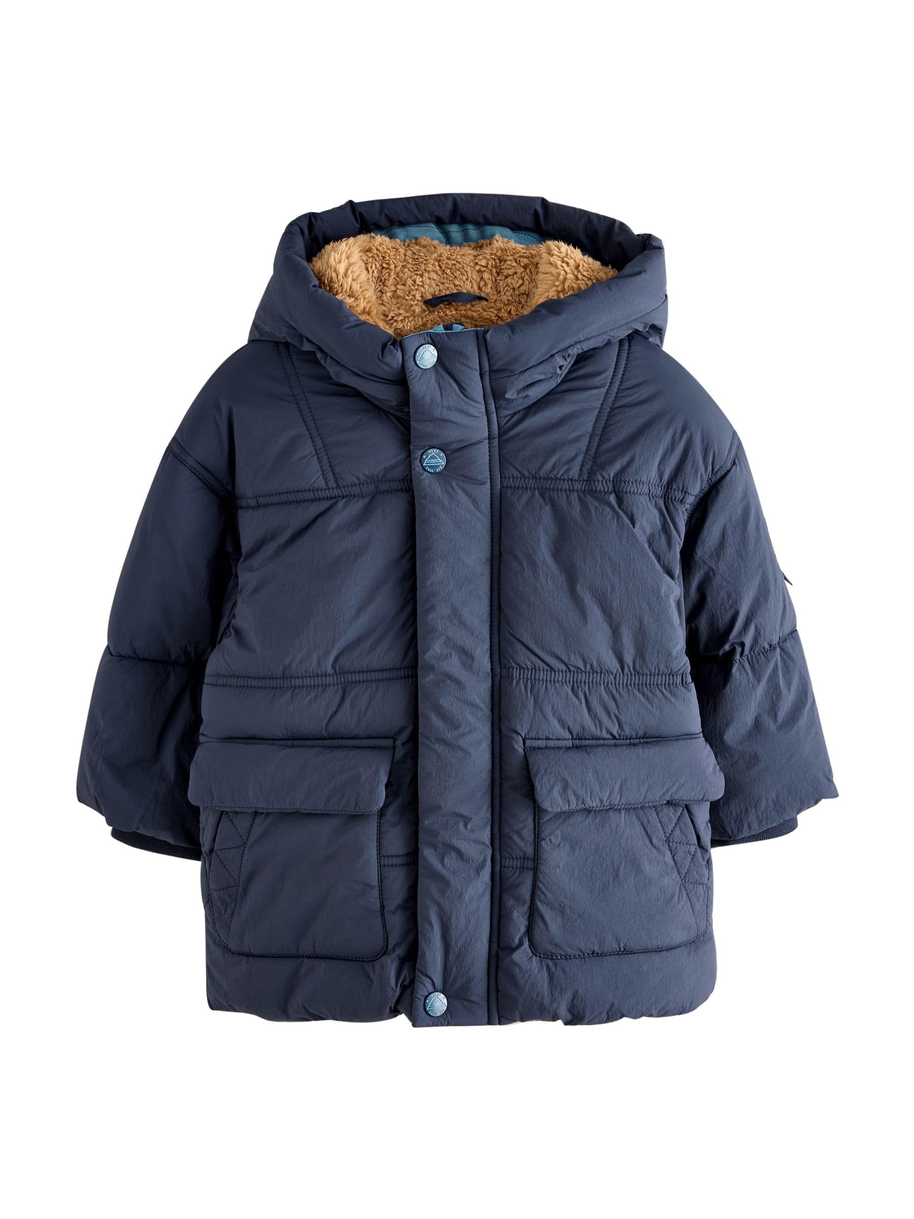 NEXT Jongen Gewatteerde waterbestendige jas met borgvoering Marineblauw 98-104