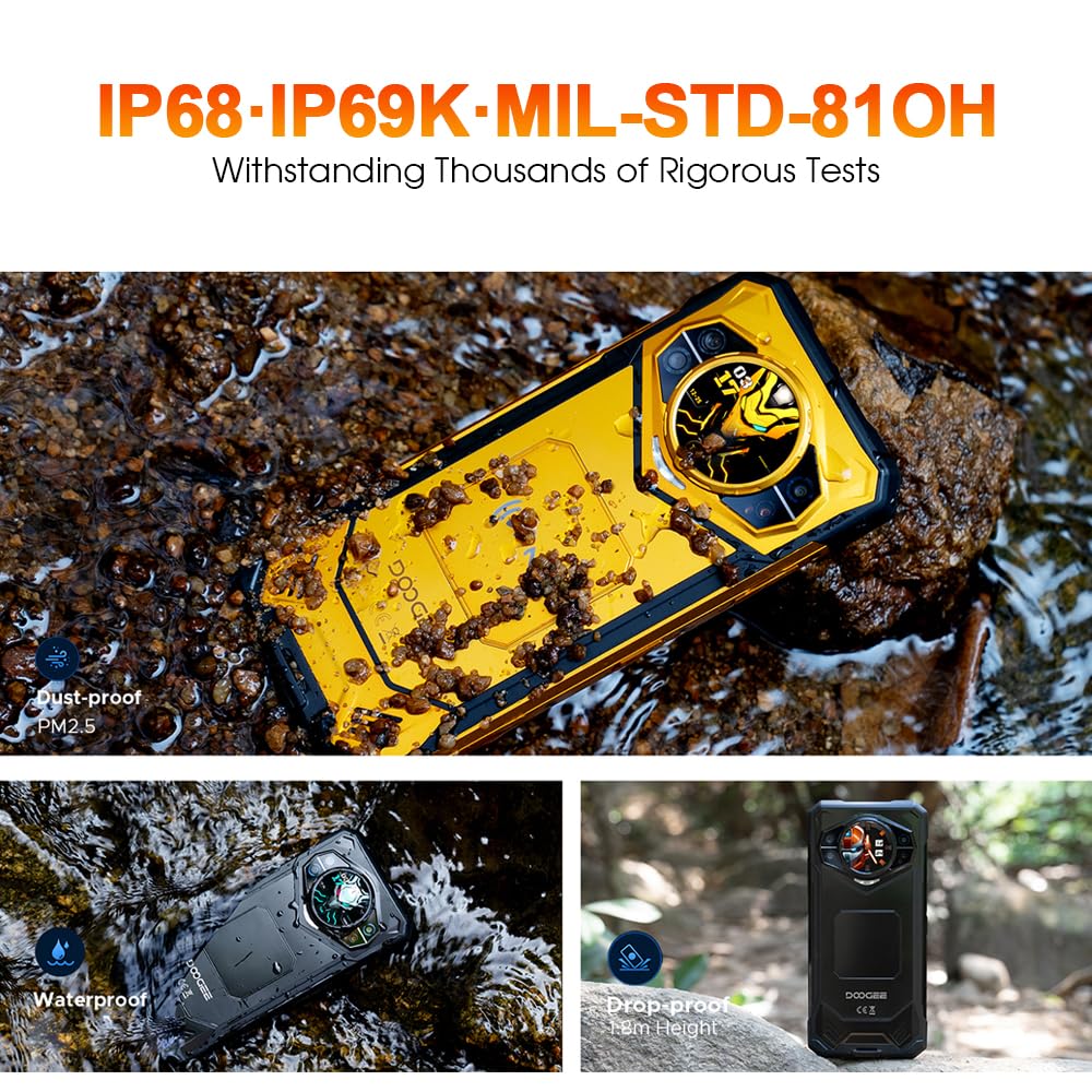 S200 X Telephone Portable Incassable 5G, 32GB+512GB/TF 2TB, 10100mAh/33W, 100MP+20MP，MTK 7050, Ecran arrière 1,32'' Smartphone, 6.72”+120Hz,Téléphone WiFi6/NFC/DDR5/Face ID/OTG (Vert)