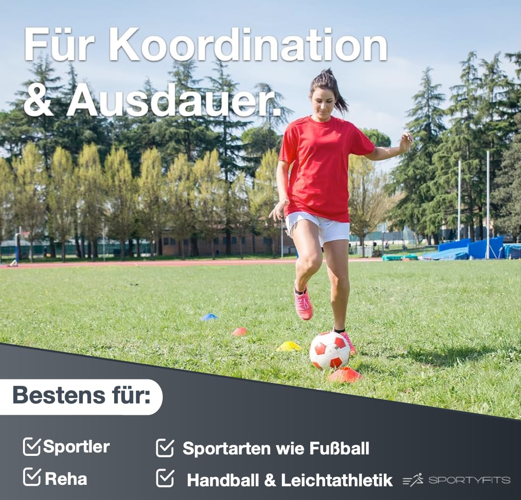 TK Gruppe Timo Klingler Koordinationsleiter 6 m - Fußball Trainingszubehör mit 10x Hütchen - Training für Fussball & Football Zubehör & Equipment