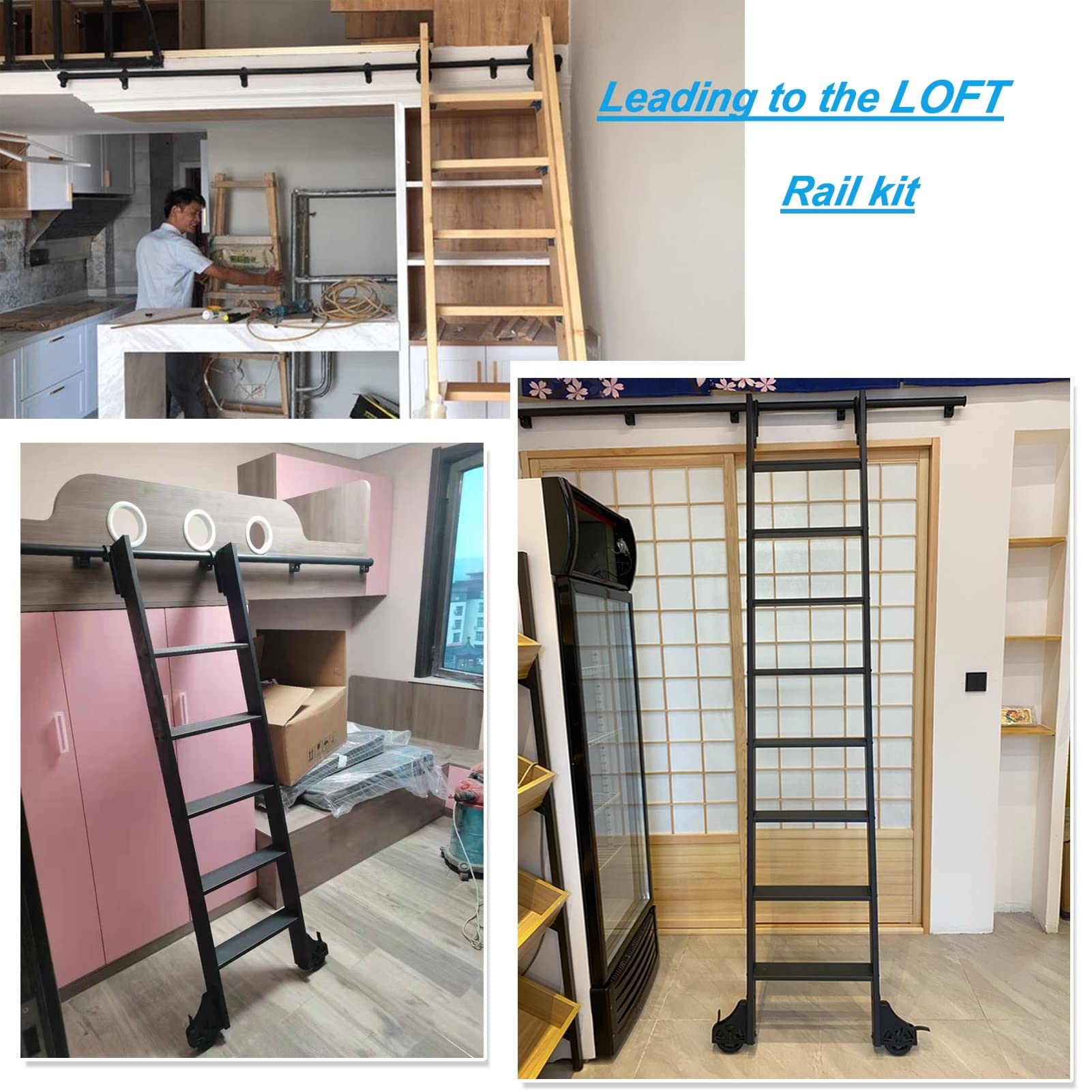 ZJFJBD Kit de quincaillerie pour échelle de bibliothèque coulissante