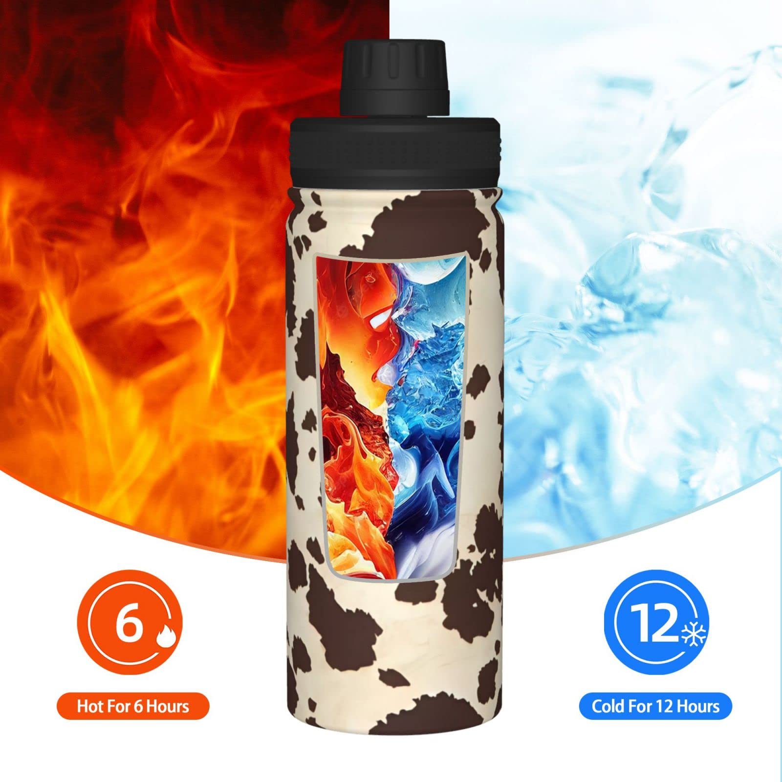 Sport-Trinkflasche aus braunem Rindsleder, 530 ml, isolierte Edelstahl, auslaufsichere Wasserflasche für Reisen, Fitnessstudio, Büro