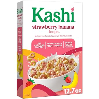 Kashi Breakfast Cereal, Whole Grain, Vegan, Strawberry Banana Smoothie Loops, 12.7oz Box 1 Box