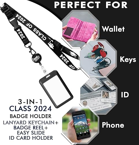 Miniatura 7 de EASTEX Llavero con cordón para la clase de 2024, regalo de graduación, cordón de identificación para llaves