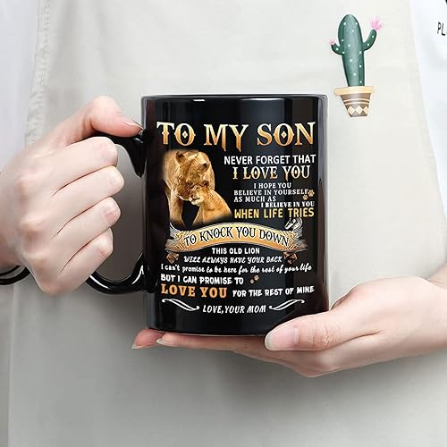 Miniatura 4 de Shqiueos Regalos de Navidad para hijo de mamá a mi hijo, taza de león, regalos de cumpleaños para hijo de parte de mamá, regalo inspirador del día