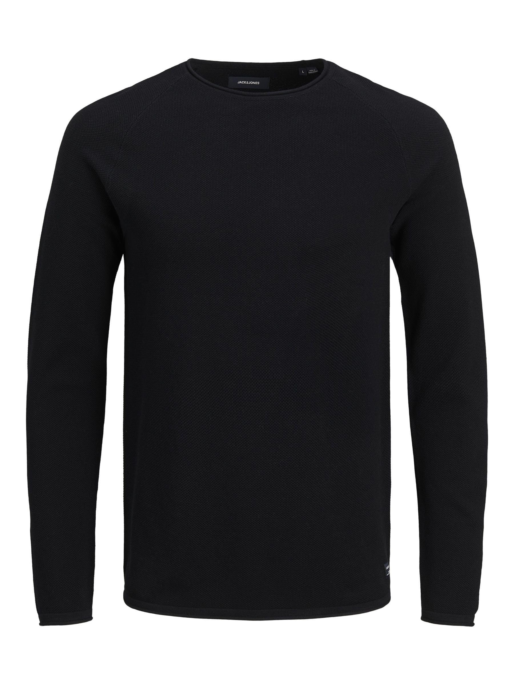 JACK & JONES Mens JJEHILL Knit Crew Neck NOOS Pullover Sweater, Black, XXL