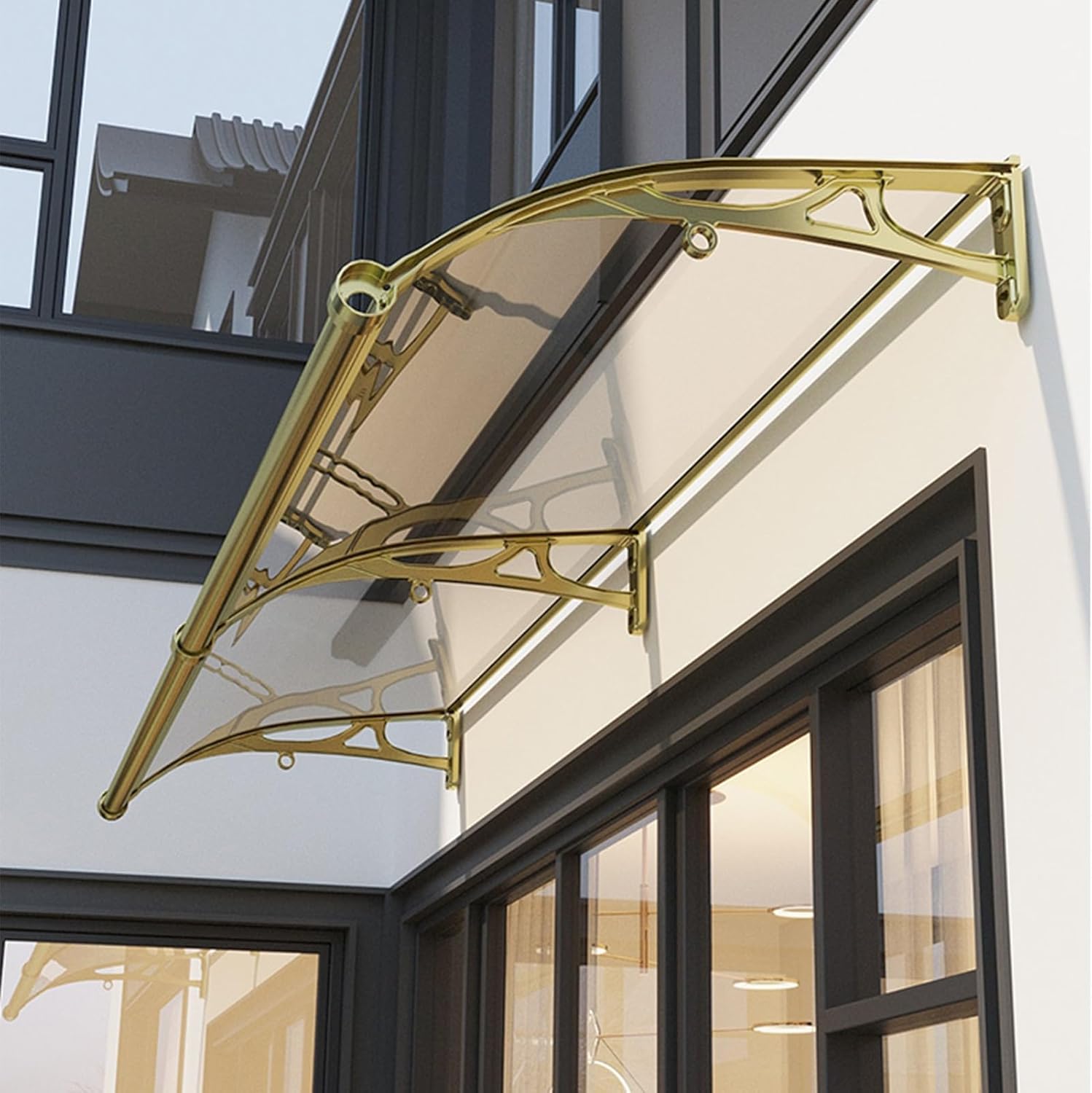 Front Door Canopy, Window Awning Outdoor, Protection Hollow Sheet,Awning for Patio,Waterproof Sun Shade,Polycarbonate Cover Front,UV Rain Snow Protection,Aluminum Alloy Bracket(60x120cm/23.6x4