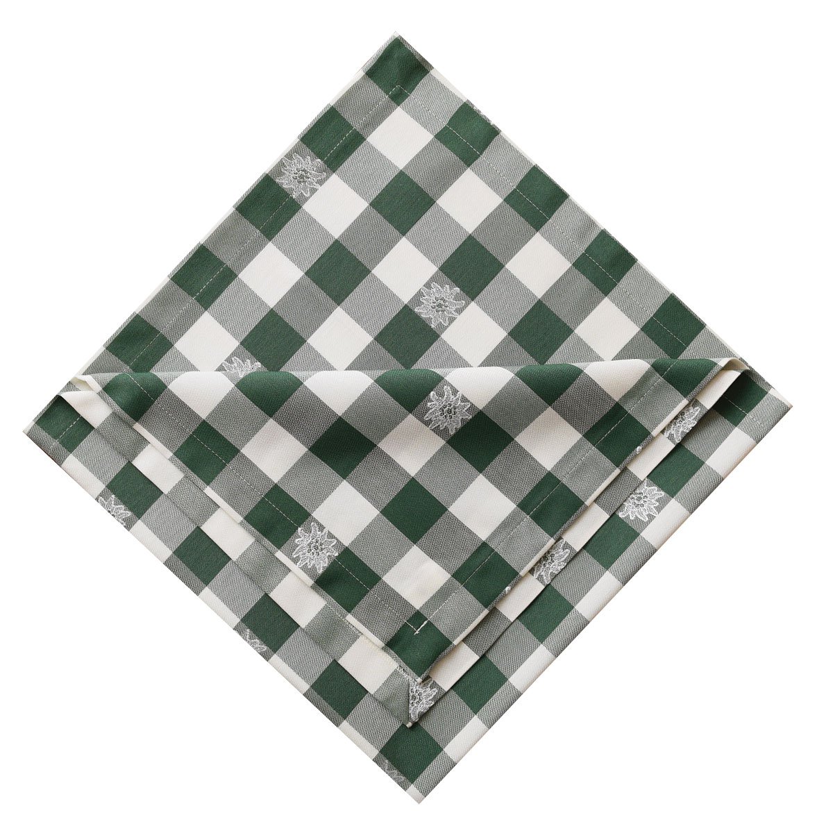 Mitteldecke Landhaus-Stil 82x82 Cm – Grün-weiß Kariert Mit Hirsch-Motiv, Aus Robustem Webstoff, Für Tischdeko