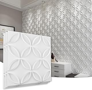 Art3d PVC 3D Wall Panel Interlocked Circles in Matt White Cover 32 Sq.ft...