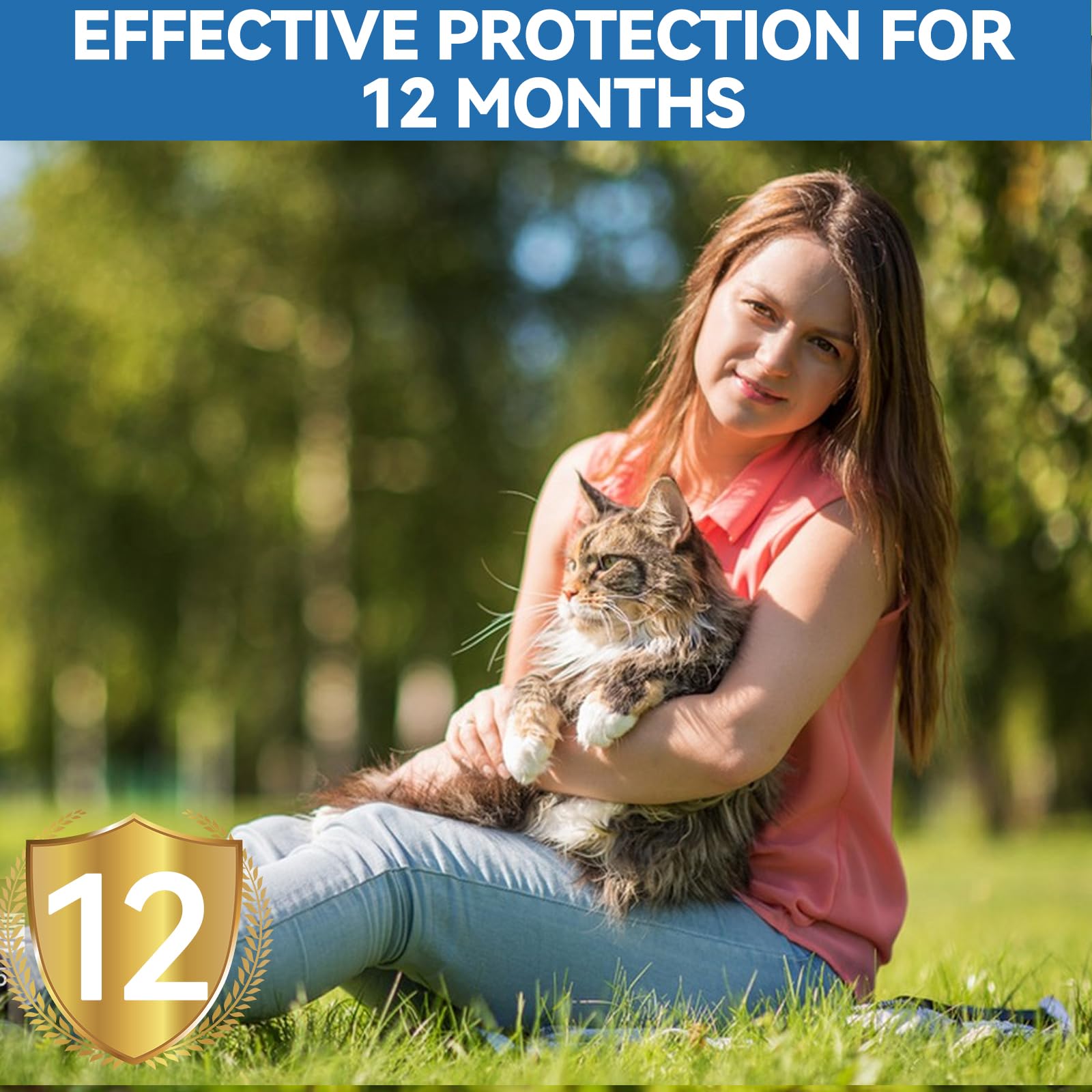 Wansiven Collar antipulgas para Gatos, 12 Meses de protección contra pulgas, 48 ​​cm, Ajustable, Impermeable, antipulgas y garrapatas, Ideal para Gatitos, Gatos medianos y Grandes