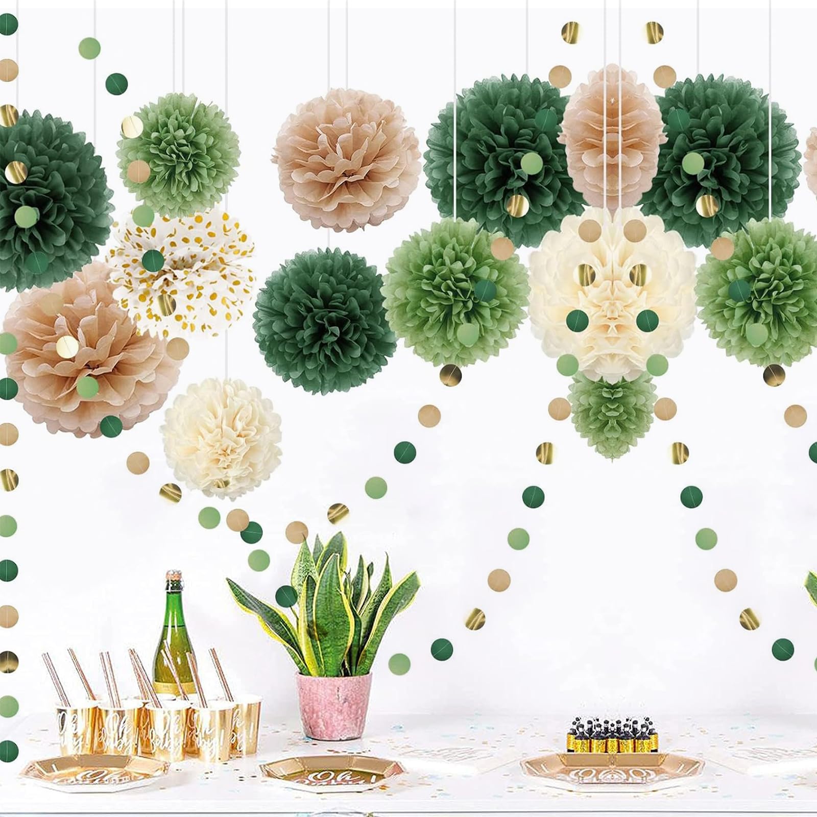 15 Piezas Pompones Decoracion, Pompones de Colores Decoración Fiesta Carnaval y Cumpleaños, Decoracion Fiesta Pompones de Papel, Guirnalda de Papel Decorativos para Boda Festividades Comunion