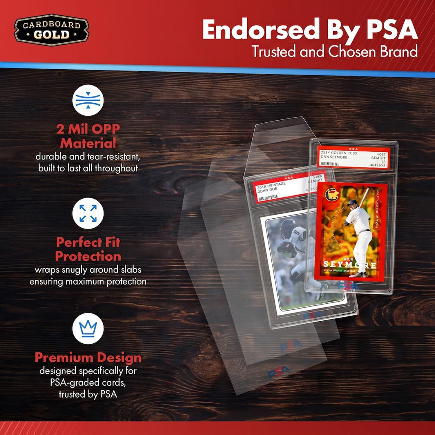 Amazon.com: Cardboard Gold PSA Graded Card Sleeves – 2500 Count with PSA  Logo, Resealable Slabs Sleeve