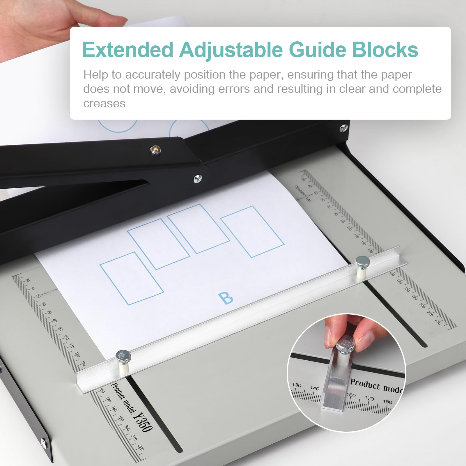 Manuelle Papierfalte 34 cm Falzmaschine mit erweitertem Positionierungsblock, Papierordner, Faltmaschine für Papierbuchumschläge, Karton, Broschüren, Einladungen