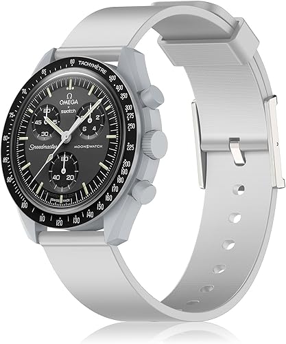 Huadea Correa de reloj de silicona compatible con Omega X Swatch Moonswatch SpeedmasterRolexSeiko 0.787 pulgadas Omega Swatch Correa impermeable de