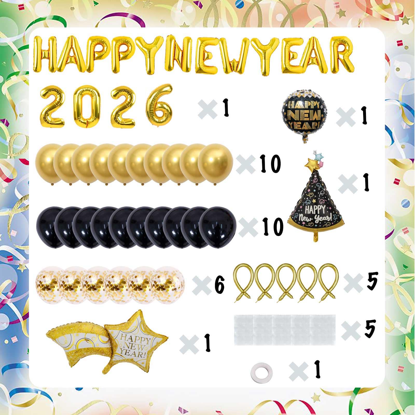 Amazon | 2026 HAPPY NEW YEAR バルーン 飾り付け セット 2026 数字