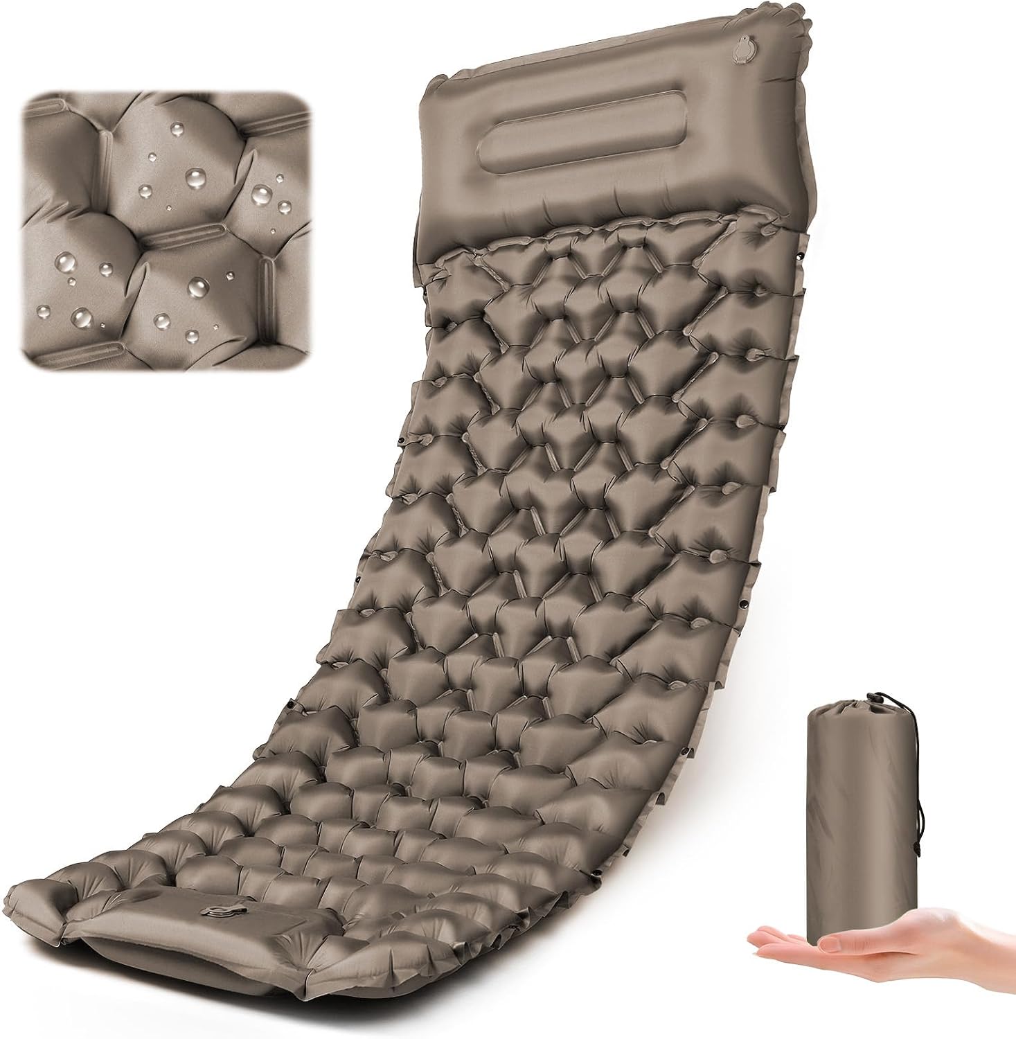 Sleeping Pad,4" Thick Ultralight Sleeping Pad for Camping with Pillow & Foot Pump,Compact Inflatable Camping Mattress for Hiking Tent Road Trip,One-Second Deflation