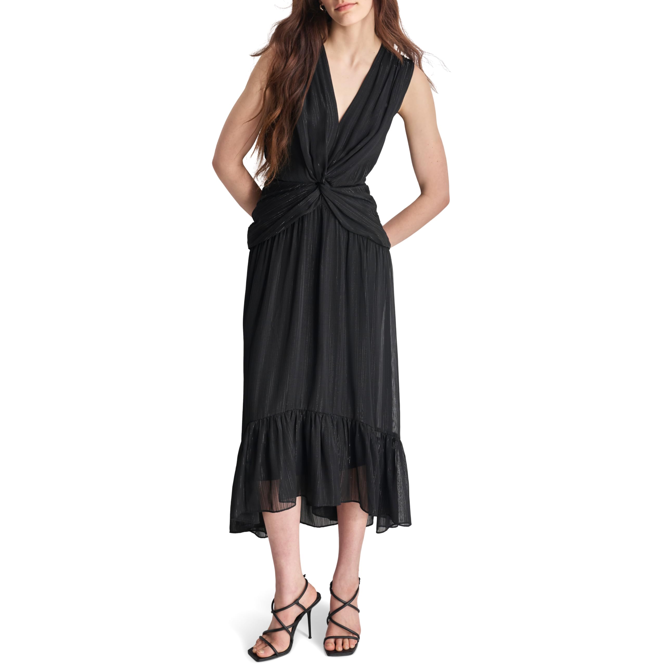 Robe sans manches DKNY noire col v torsadé chic taille 46 - 8