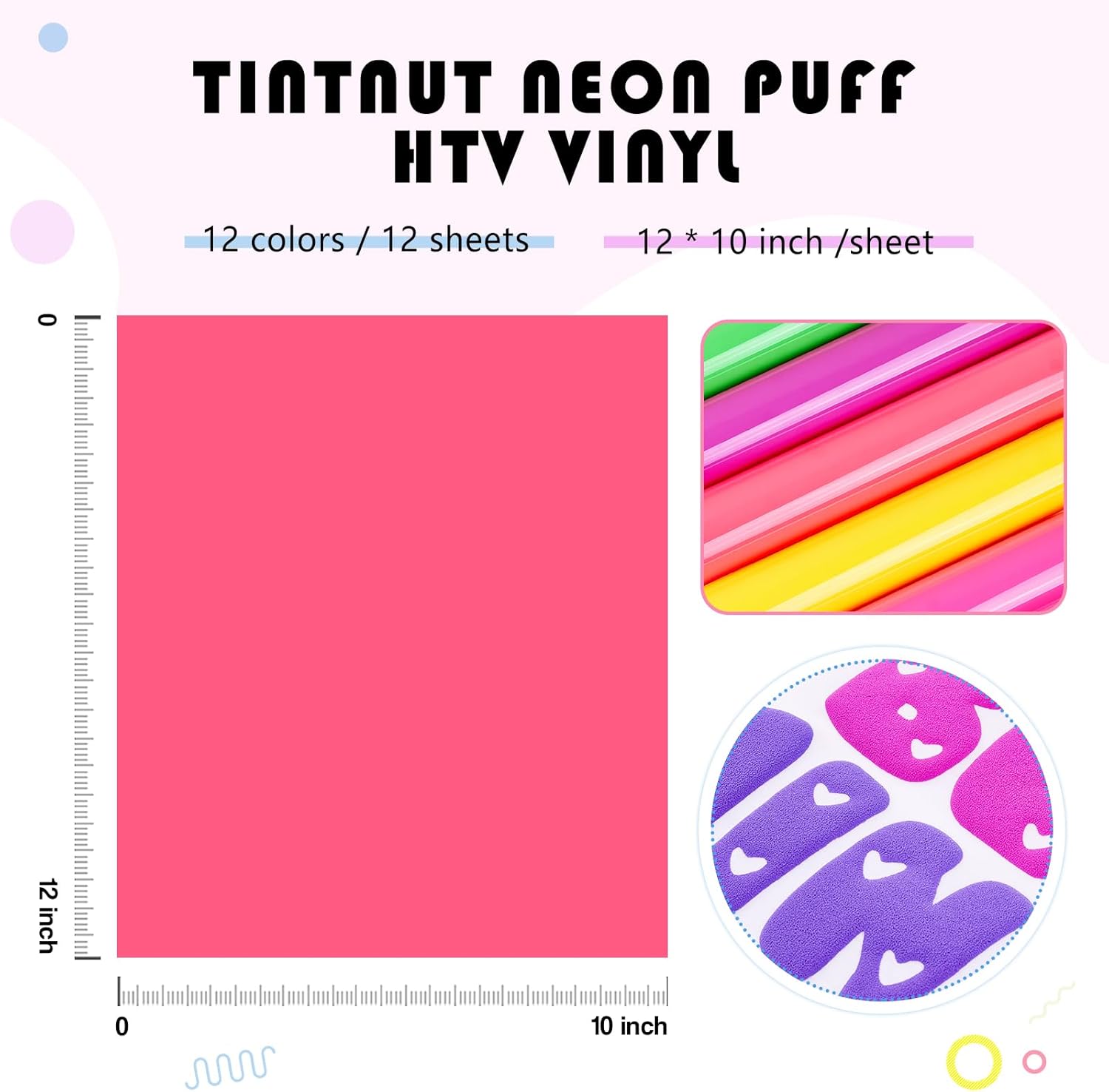 28 Pcs Heat Transfer Vinyl(16 Pcs Glitter+12 Pcs Puff)- 12"*10"HTV Iron on Vinyl for Fabrics T-Shirts HTV Vinyl