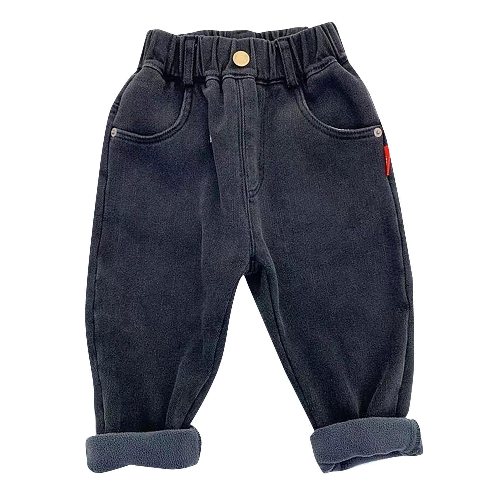 Jeans en polaire pour enfants filles - Pantalon baggy en denim - Taille élastique - Style vintage - Pour bébé de 0 à 7 ans