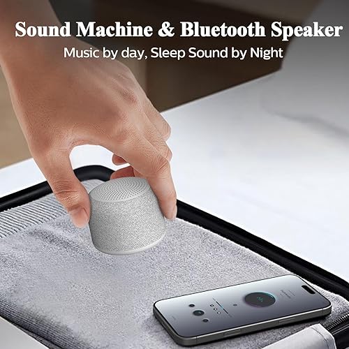 Miniatura 3 de REACHER Máquina de sonido de ruido blanco de viaje, mini máquina portátil de ruido para dormir con 20 sonidos relajantes, pequeño altavoz Bluetooth,