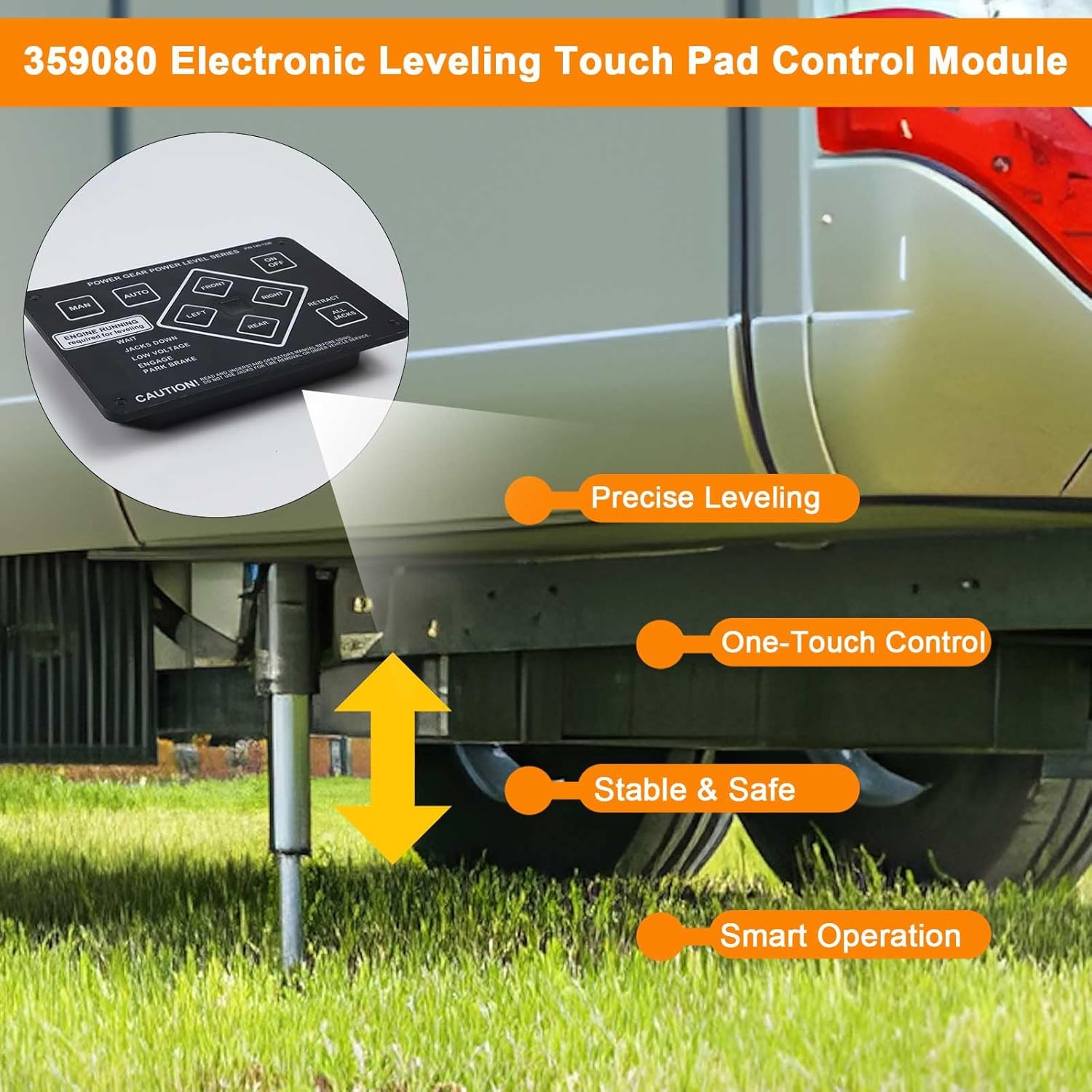 359080 RV Leveling Touch Control Panel W/Auto Leveling Button Fit for Lippert/Kwikee Ground Control and Travel Trailer Leveling System Replace# 140-1226 500629 500629S
