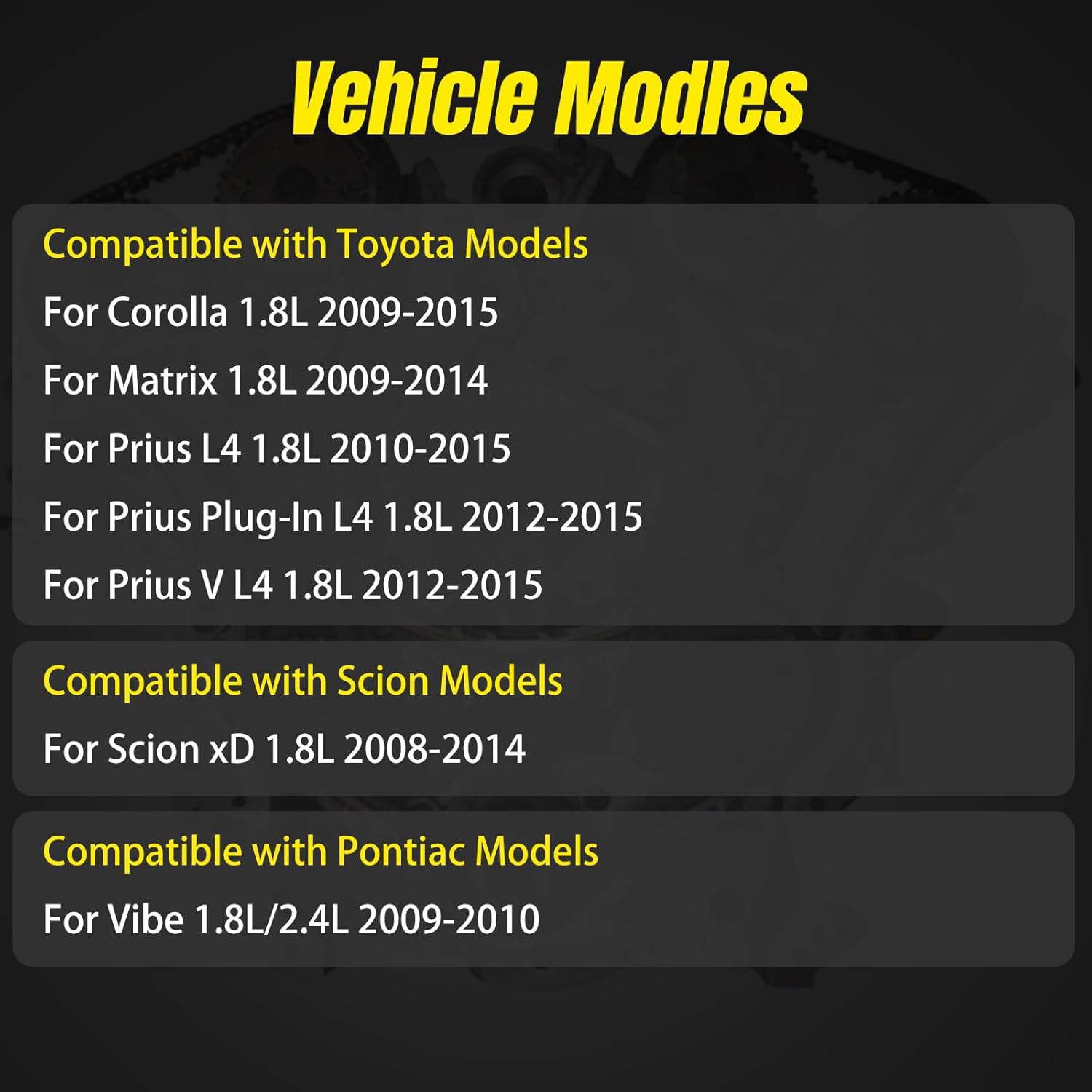 Timing Chain Kit 2 VVT Gear Sprocket Kit Compatible With Toyota Prius Corolla Matrix Scion XD Pontiac Vibe 1.8L 2009-2015 Replace For 13070-0T010 13050-0T010