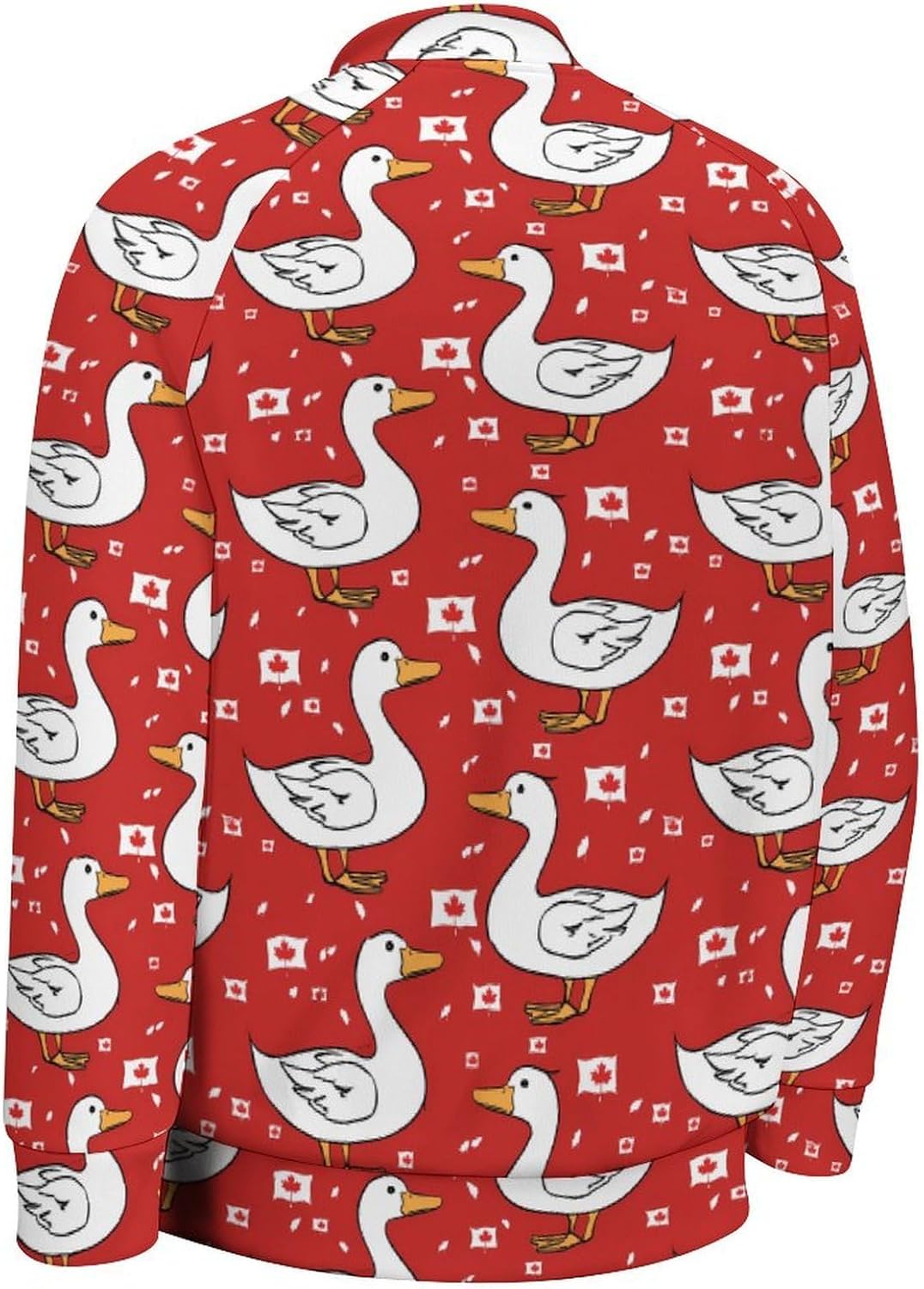 Ducks Canada Flag Novelty Men's Baseball Jackets Causal Sweatshirt Button Top Long Sleeve Coat