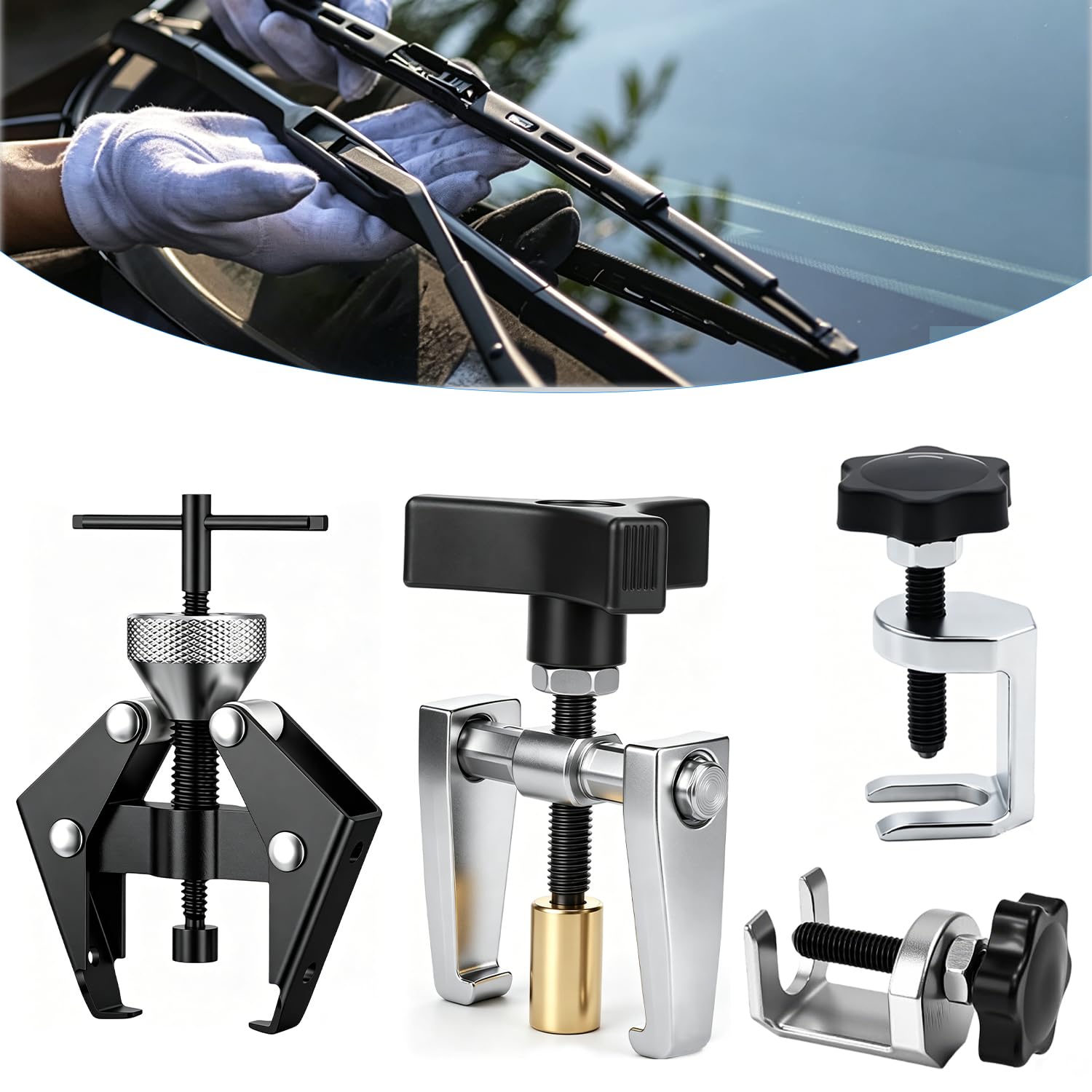 Extracteur Essuie Glace Extracteur de Roulement Arrache Moyeu Set 4 Pièces | Plage Ajustable, Ouverture Max 40mm, Entretien Automobile, Accessoires Atelier, Démontage Mécanique