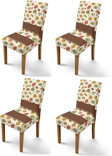 Miniatura 36 de Rnyleeg Fall Autumn Seat Covers for Dining Chairs Set of 2 Leaves Themed Stretch Dining Chair Covers Soft Comfy Chair Slipcovers for Kitchen Hoja de
