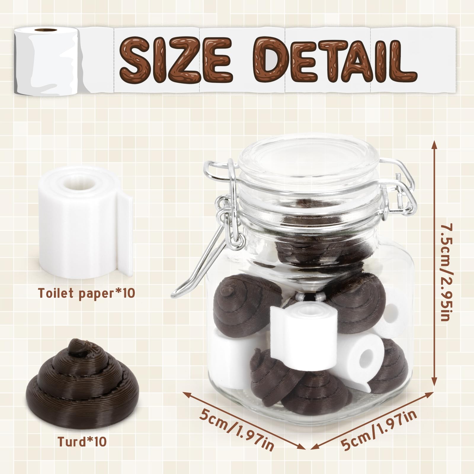 APLANDUS Jar of Toy Toilet Paper and Poop - Funny Toy Poop Jar Gag Gifts for Friends, Coworkers