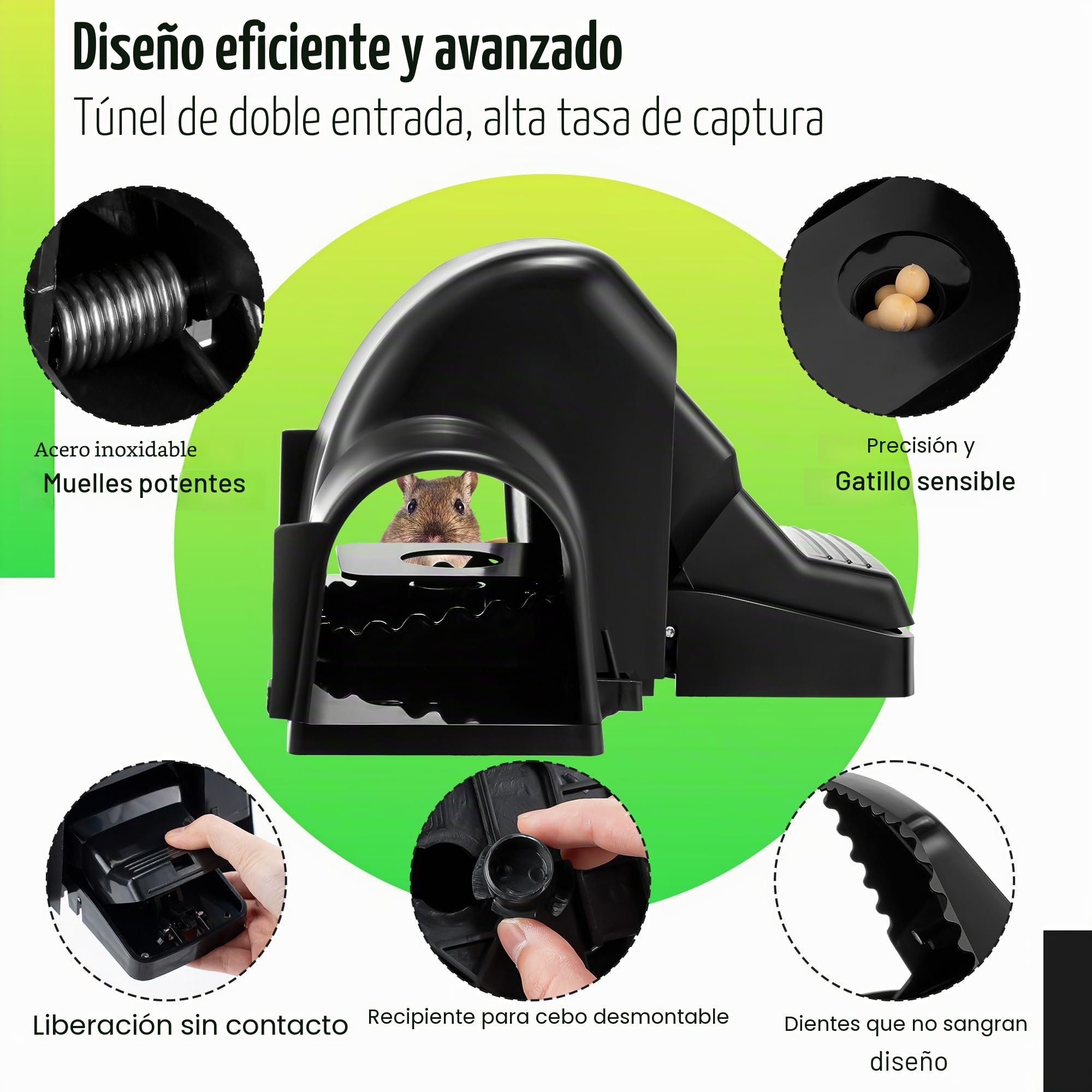 Dreyoo Trampas para Ratas Que Atrapar Instantáneamente, Trampas Humanitarias para Ratas y Ratones para Uso en Interiores y Exteriores, Atrapa Ratas Reutilizable, Apto Niños y Mascota (Paquete de 2)