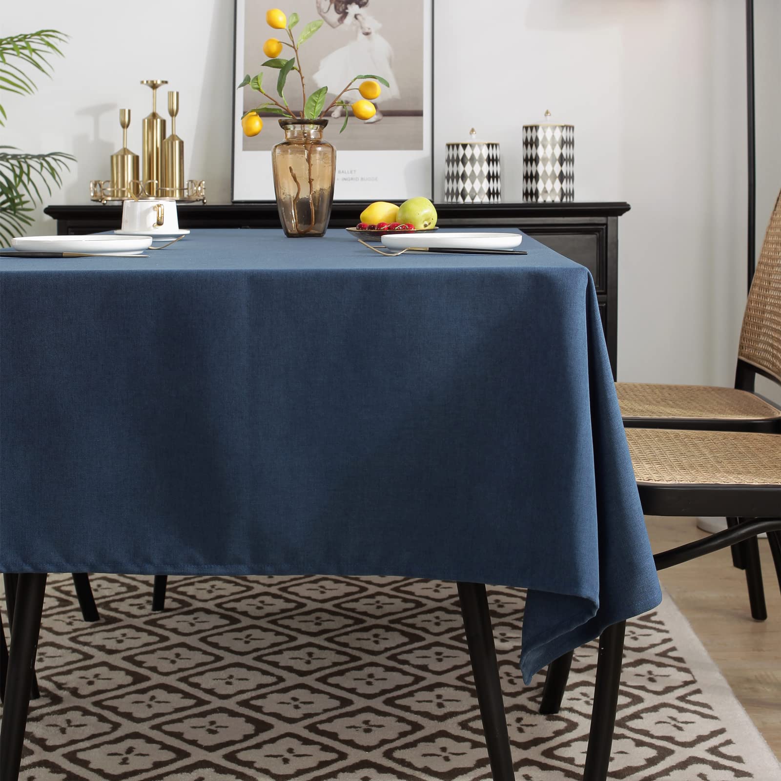 Nappe pour fêtes de famille et extérieur en coton imperméable bleu