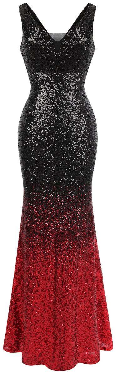 Angel-fashionsWomen's V Neck Glitter Sequin Gatsby 20s Flapper Evening Dress
