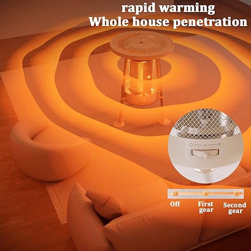 Miniatura 3 de Electric Fireplace Stove Heater, Freestanding Propane Fire Pit Table with Insulation Design, 2-Speed Adjustment and Removable Tabletop for