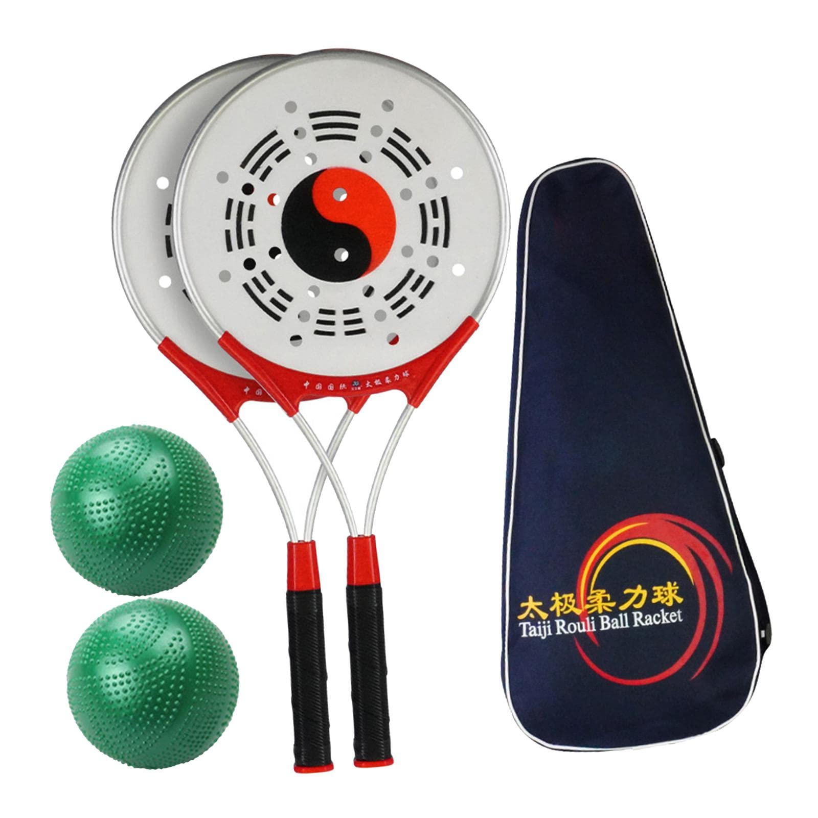 LOVIVER Tai Racket Ball Set Softball Fitness Taiji Rouli Ball Racket avec Sac de Rangement pour l'entraînement Physique des Personnes âgées, Ensemble F