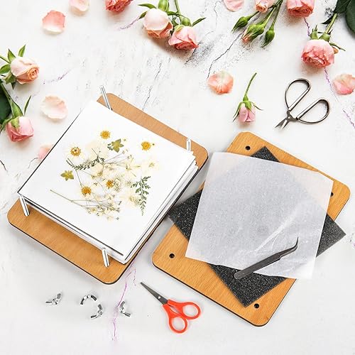 Miniatura 6 de Noamus Kit de prensa de flores de 54 piezas, 7 x 9.5 pulgadas, kit de prensado de hojas de madera de 6 capas para adultos, kit de preservación de
