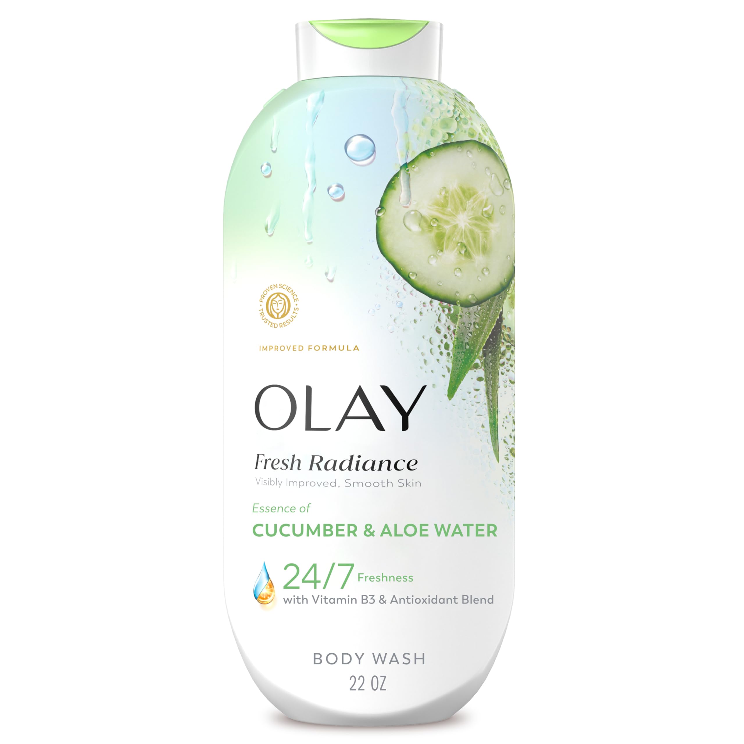 Olay Body Wash for Women Fresh Radiance 24 7 Skin-Loving Freshness Visibly Radiant Plant Based Cleansers Vitamin B3