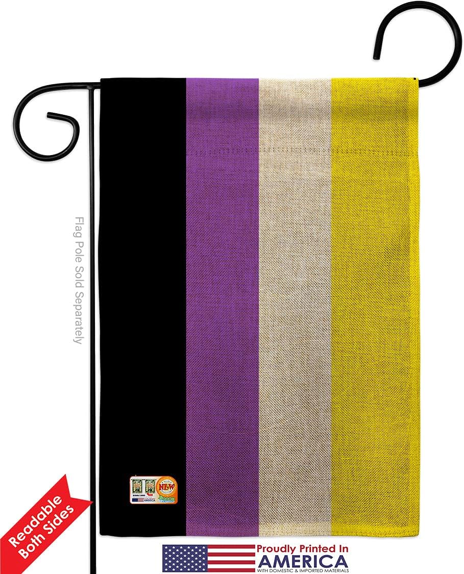 Nonbinary flag Garden Set Wall Hanger Support Pride Rainbow Love LGBT Gay Bisexual Pansexual Transgender Small Decorative Gift Yard House Banner Double-Sided Made In USA 13 X 18.5
